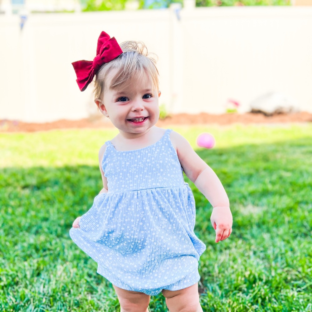 Arrows + Rubies Blue Floral Stella Bubble Romper Baby Girl 18-24M